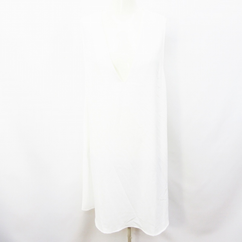 アメリカンアパレル American Apparel ワンピース ノースリーブ 膝丈 Vネック 無地 フレア Usa製 L 白 ホワイト系 レディース 064 ベクトルパーク