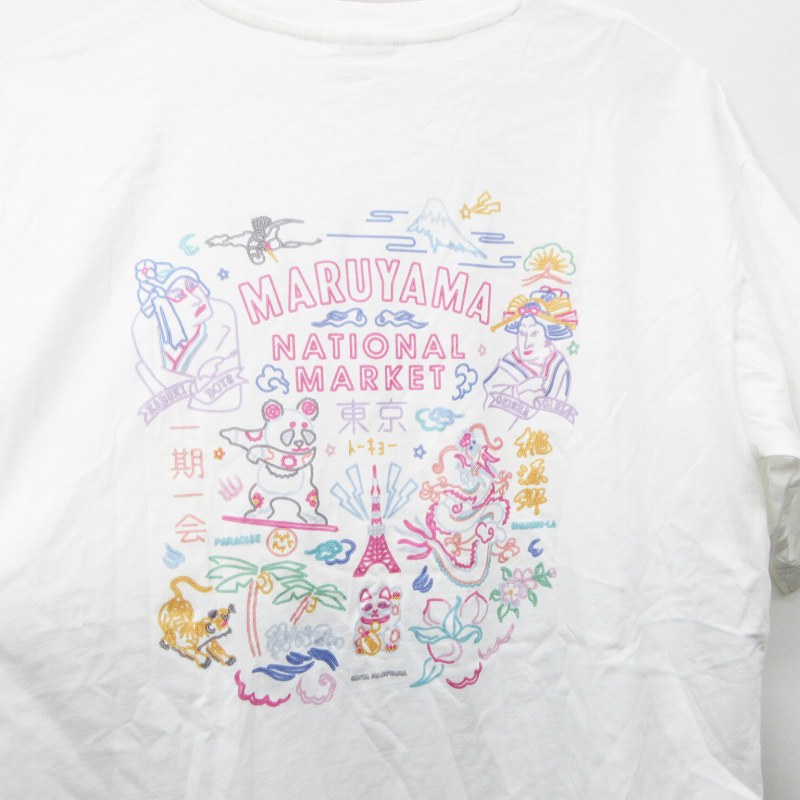 ジーユー Gu ケイタマルヤマ Keita Maruyama Nattional Market Tシャツ カットソー 半袖 丸首 クルーネック バックプリント 綿 コットン100 M 白 ホワイト系 メンズ レディース 064 ベクトルパーク