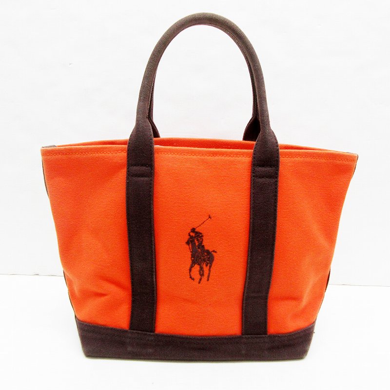 ラルフローレン Ralph Lauren ポニー 刺繍 キャンバス ミニ トートバッグ オレンジ 32 レディース 064 ベクトルパーク