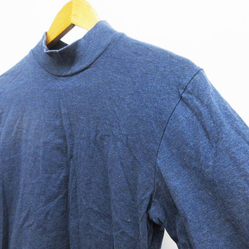 ナノユニバース Nano Universe Nano Base Anti Soaked モックネック Tシャツ ロンt カットソー 長袖 無地 綿 コットン100 M 紺 ネイビー 32 メンズ 064 ベクトルパーク