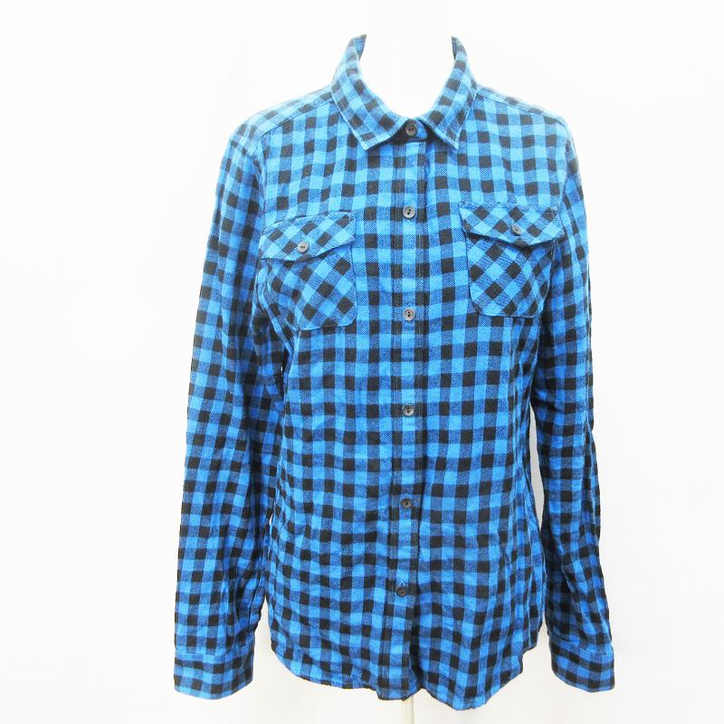 ユニクロ Uniqlo Flannel ネルシャツ シャツ ブラウス 長袖 総柄 バッファローチェック 綿 コットン 100 L 青 ブルー系 黒 ブラック系 レディース 064 ベクトルパーク