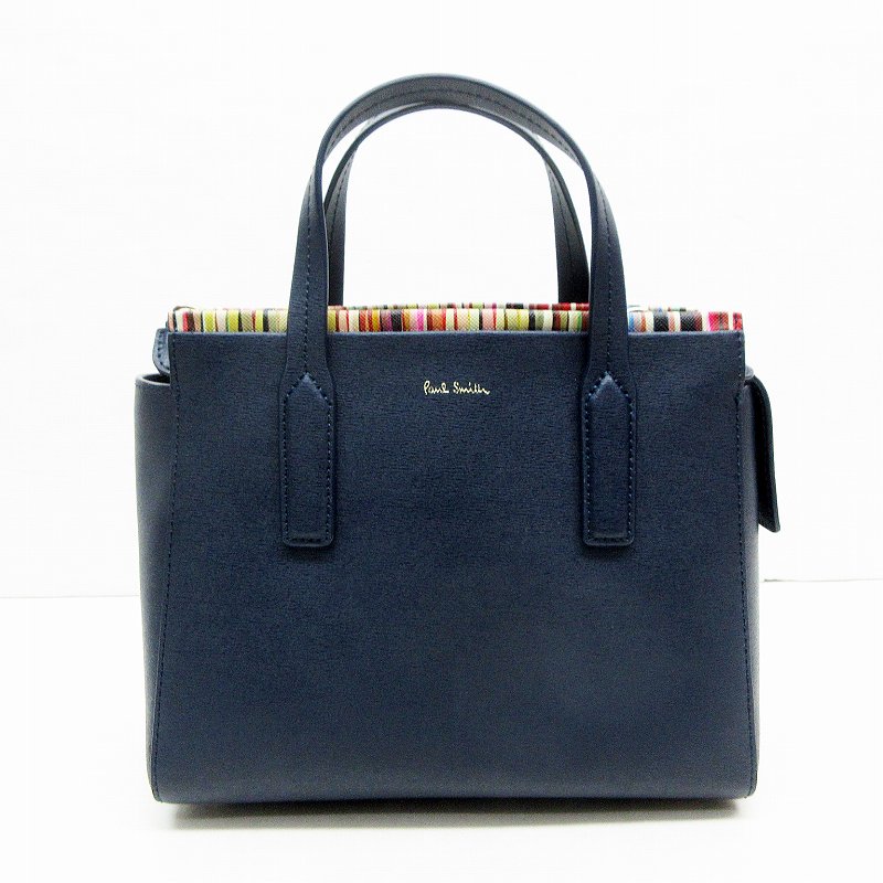 ポールスミス PAUL SMITH 美品 ストライプ 切替 レザー 牛革 2WAY ミニ 