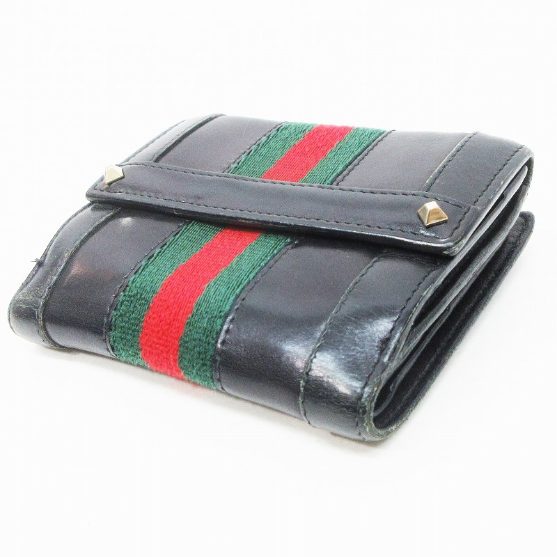 グッチ GUCCI 120929 二つ折り 財布 シェリーライン スタッズ 黒