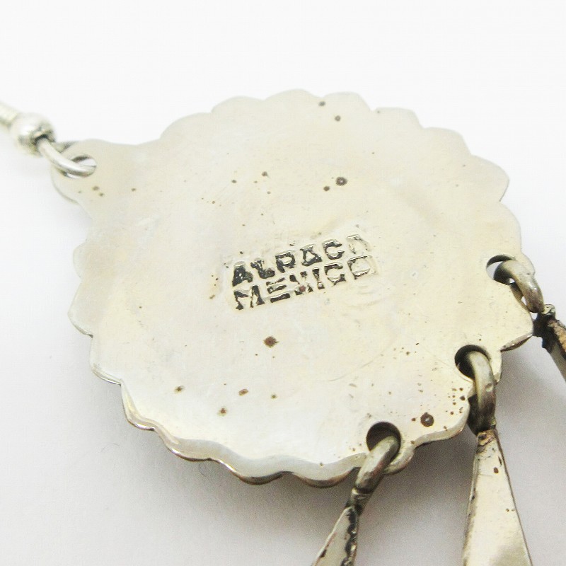 ピアス 民族 アクセサリー 南米 メキシコ アルパカ Alpaca Mexico アバロンシェル 貝細工 螺鈿細工 ティアドロップ 黒 ブラック系 マルチカラー レディース 064 2106 ベクトルパーク