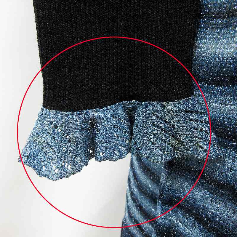 シャネル Chanel クリーニング済み ラメ レーヨン リブニット ワンピース 38 Mサイズ相当 黒 ブラック系 青 ブルー系 レディース 064 ベクトルパーク