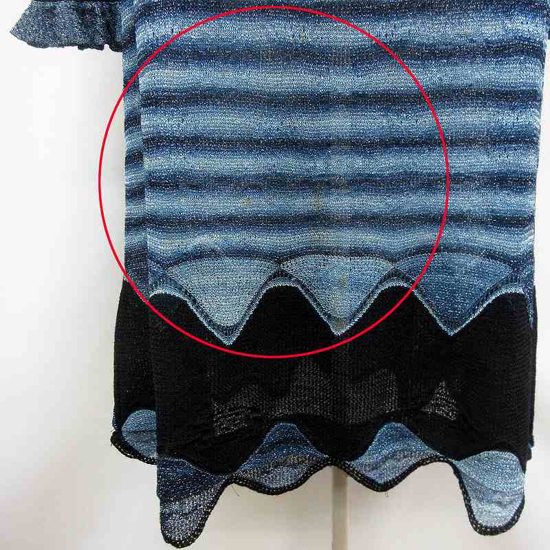 シャネル Chanel クリーニング済み ラメ レーヨン リブニット ワンピース 38 Mサイズ相当 黒 ブラック系 青 ブルー系 レディース 064 ベクトルパーク