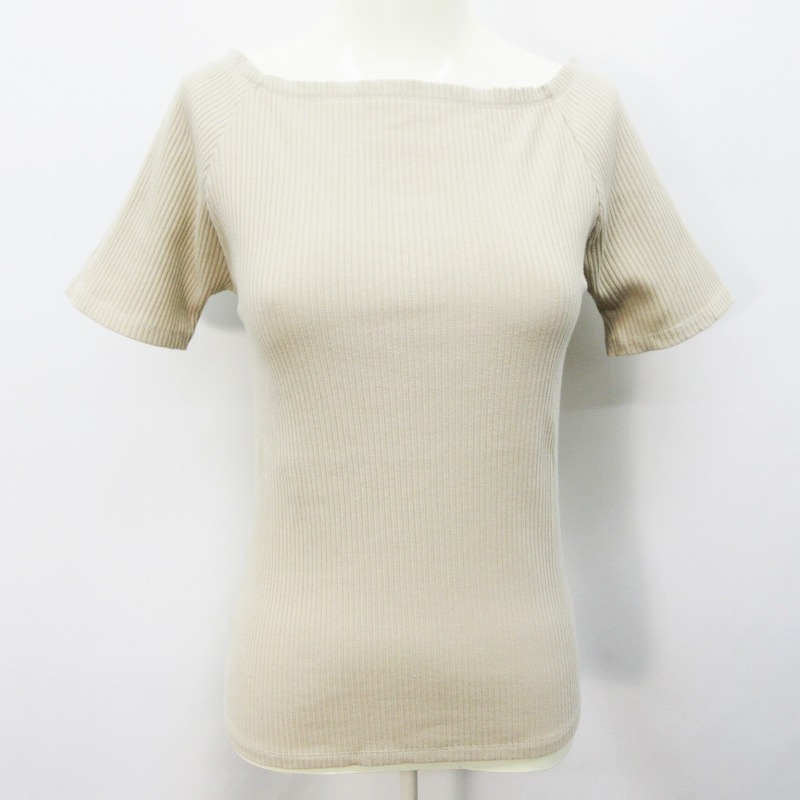 アズールバイマウジー Azul By Moussy リブ カットソー 半袖 オフショルダー ストレッチ M 薄茶 ブラウン系 33 レディース 064 ベクトルパーク