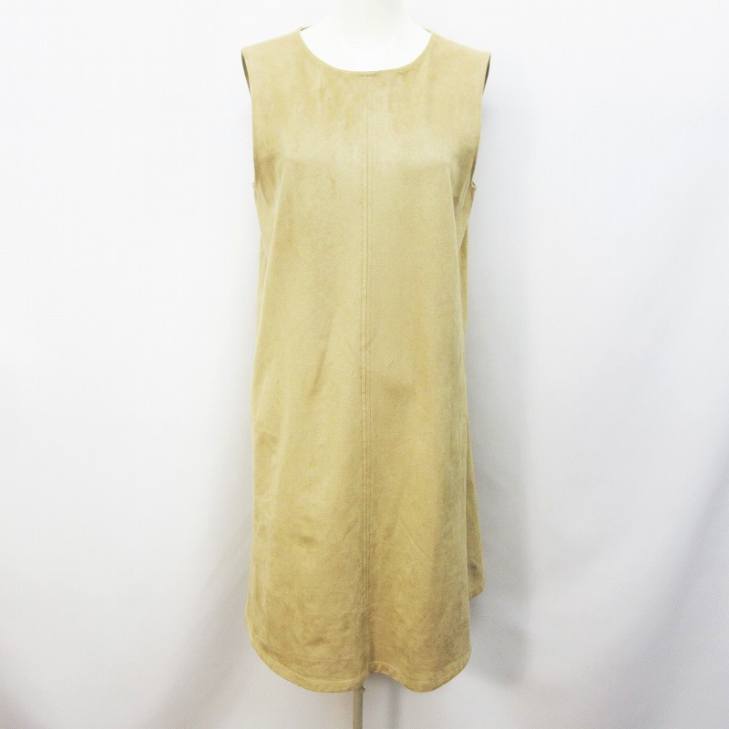 ユニクロ Uniqlo フェイクスエード ワンピース ノースリーブ 膝丈 背面ファスナー ストレッチ M 茶 ブラウン系 33 レディース 064 ベクトルパーク