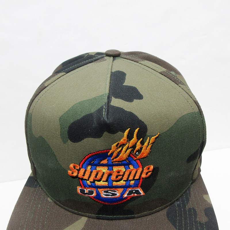 シュプリーム 17FW Fire 5-Panel cap キャップ supreme black 黒 半タグ付き 未使用 Supreme Fire 5-Panel Black - FW17 - US