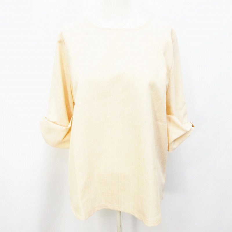 レイカズン Ray Cassin 174 12 袖リボン ブラウス カットソー 五分袖 ボートネック バックジップ プルオーバー F M相当 ピンクオレンジ 34 レディース 064 ベクトルパーク