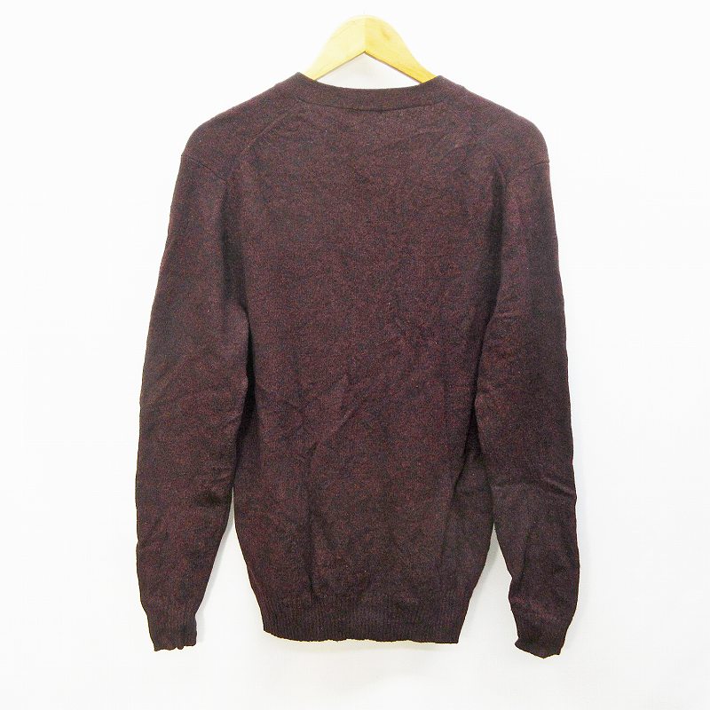 ユニクロ Uniqlo ニット カーディガン 長袖 Vネック ミックスカラー 毛 ウール M 赤 レッド系 黒 ブラック系 35 メンズ 064 ベクトルパーク