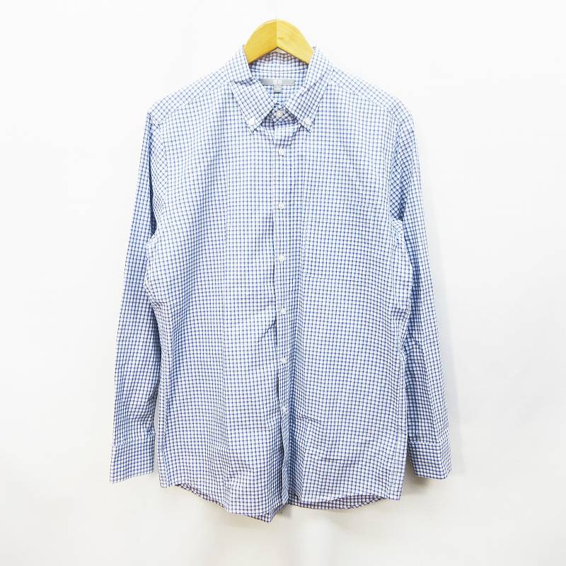 ユニクロ Uniqlo シャツ 長袖 ボタンダウン チェック 綿 コットン 100 L 青 ブルー系 灰色 グレー系 35 メンズ 064 ベクトルパーク ユニクロ Uniqlo シャツ 長袖 ボタンダウン チェック 綿 コットン 100 L 青 ブルー系 灰色 グレー系 35 メンズ 064 ベクトルパーク