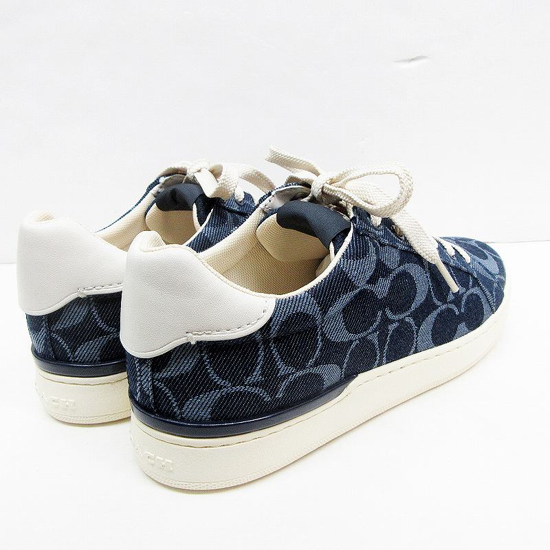 未使用品 コーチ COACH G4968 Clip Low Top クリップ ロー トップ デニム シグネチャー スニーカー 7 B 24cm インディゴ レディース