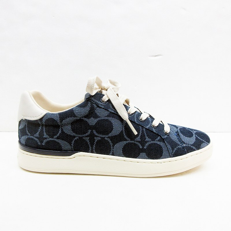 未使用品 コーチ COACH G4968 Clip Low Top クリップ ロー トップ デニム シグネチャー スニーカー 7 B 24cm インディゴ レディース