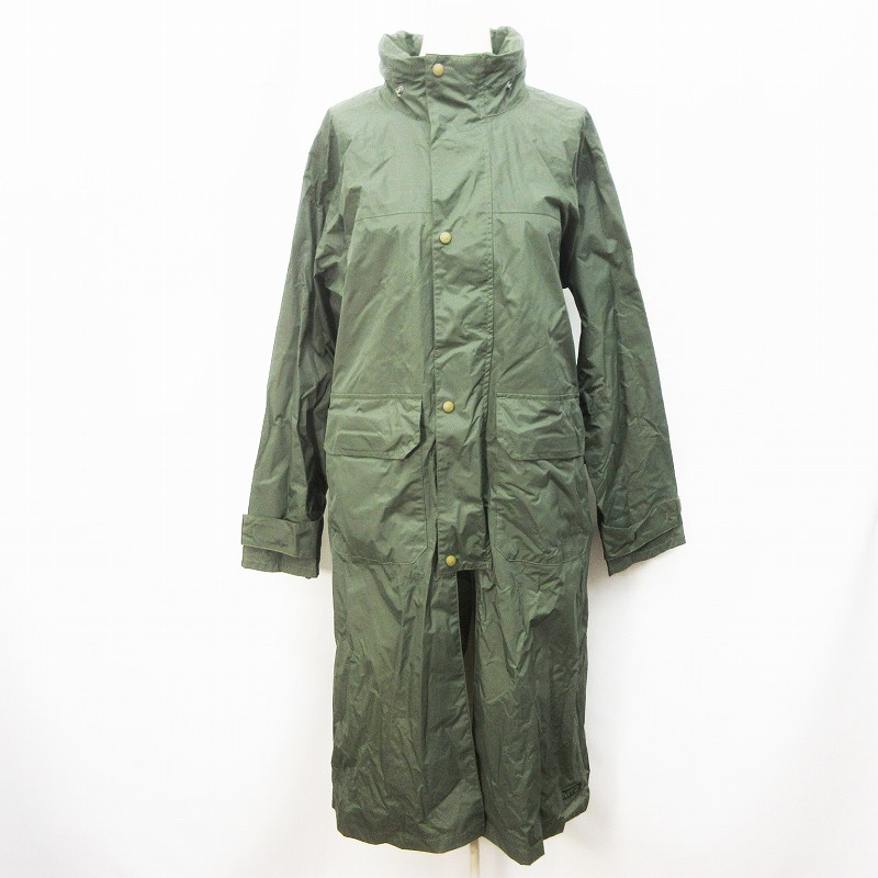 エーグル Aigle 8504 レインコート ライディングコート ロング ジップアップ フード サイドベルト ロゴ 刺繍 ナイロン100 Xs カーキーグリーン レディース 064 ベクトルパーク