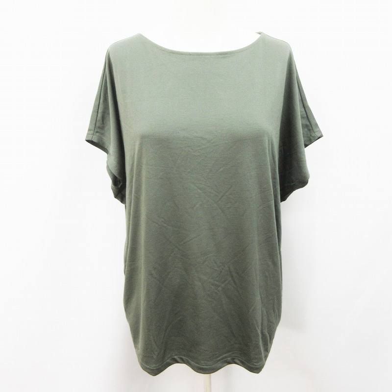 ユニクロ Uniqlo 241 ドレープ クルーネック Tシャツ 半袖 フレンチスリーブ 無地 M カーキーグリーン 36 レディース 064 ベクトルパーク