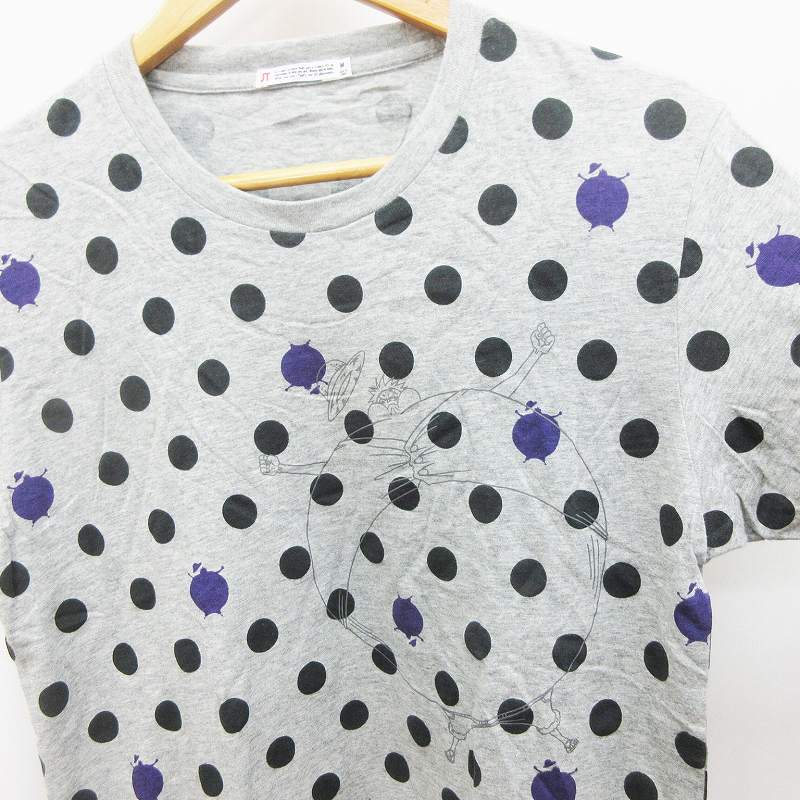 ユニクロ Uniqlo 343 0616 Ut ワンピース One Piece ルフィー ゴムゴムの風船 ドット柄 Tシャツ カットソー 半袖 丸首 クルーネック 綿 コットン 100 M 灰色 グレー系 36 メンズ 064 ベクトルパーク