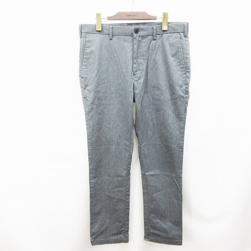 ユニクロ Uniqlo 321 スリムフィット ノータック チノ パンツ ロング ジップフライ 綿 コットン ストレッチ W85cm L相当 灰色 グレー系 36 メンズ 064 ベクトルパーク