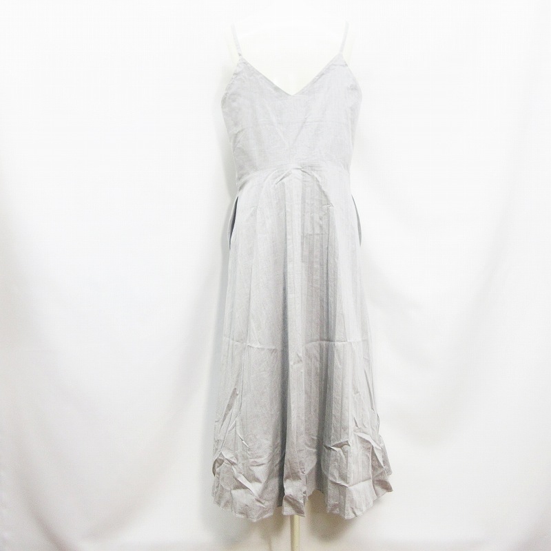 ケイビーエフ Kbf アーバンリサーチ Kb61 26m160 プリーツ キャミ ワンピース ノースリーブ Vネック ロング サイドポケット 綿 コットン One L相当 灰色 グレー系 37 レディース 064 ベクトルパーク