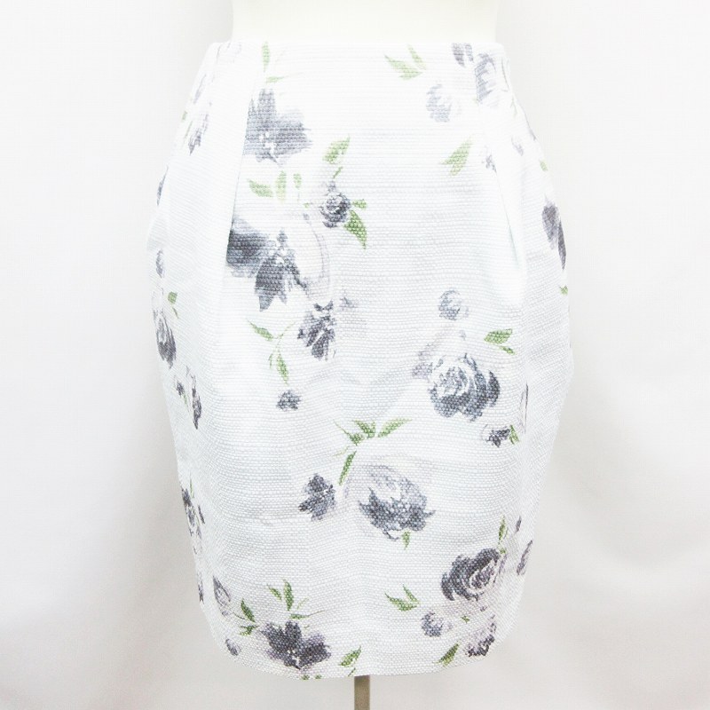 マーキュリーデュオ Mercuryduo スカート 膝丈 サイドファスナー ウエストゴム 花柄 総柄 S 水色 ライトブルー系 37 レディース 064 ベクトルパーク