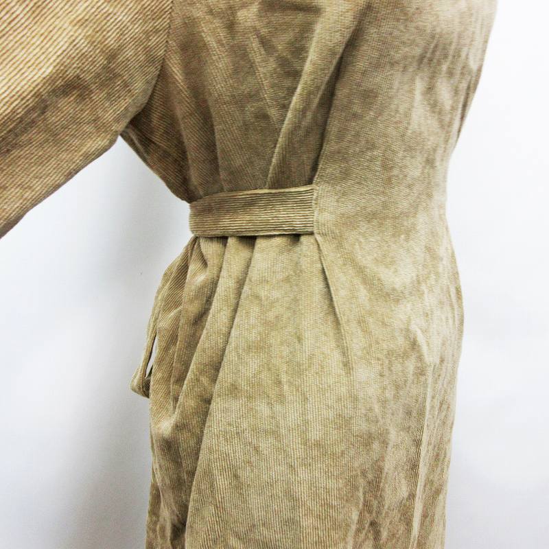 ディーホリック Dholic コーデュロイ ワンピース ロング丈 長袖 丸首 リボン M相当 茶 ブラウン系 レディース 064 ベクトルパーク