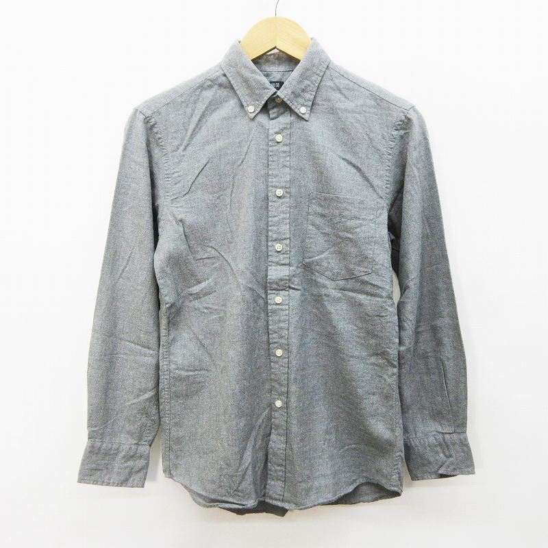 ユニクロ Uniqlo ネルシャツ 長袖 ボタンダウン 無地 綿 コットン 100 S 灰色 グレー系 38 メンズ 064 ベクトルパーク