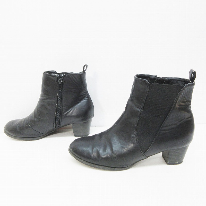 ハッシュアッシュ Hushush サイドゴア ブーツ 靴 シューズ ショート フェイクレザー M 約23 23 5cm相当 黒 ブラック系 レディース 064 ベクトルパーク