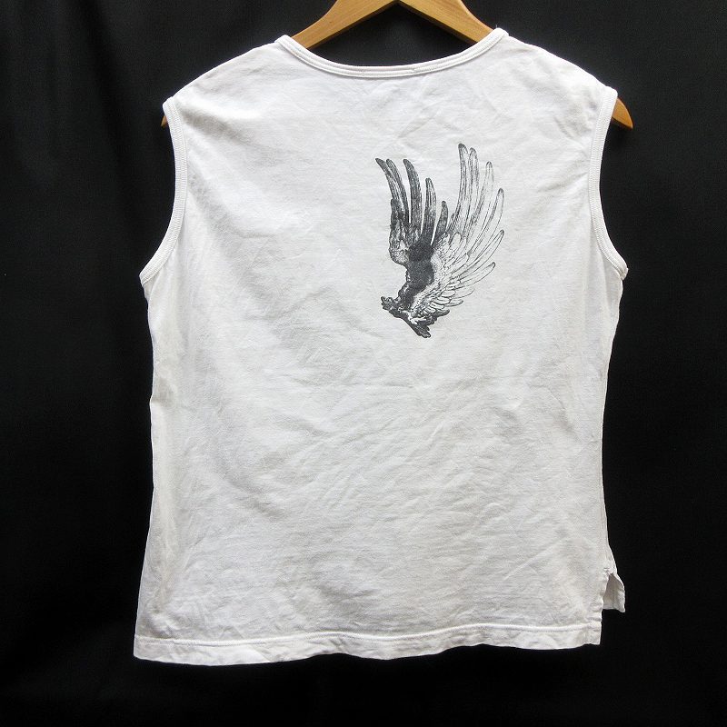 ヴィヴィアンウエストウッドマン Vivienne Westwood Man ノースリーブ Tシャツ カットソー M 白 ホワイト系 鳥 プリント ロゴ 刺繍 メンズ 064 ベクトルパーク