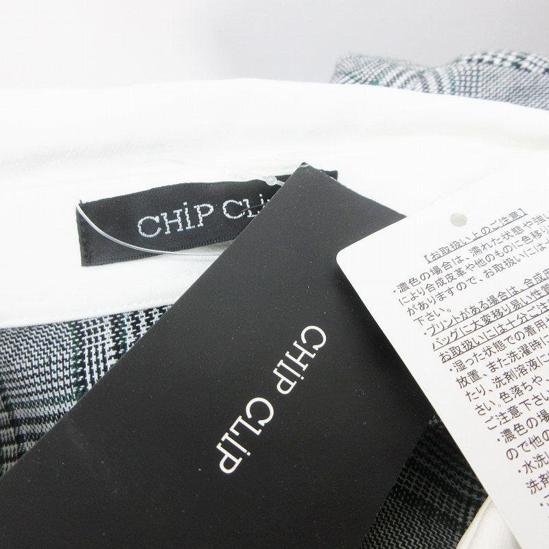 未使用品 チップクリップ Chip Clip クレリック シャツ ワンピース 長袖 ミニ丈 Aライン グレンチェック フリル M 灰色 グレー系 39 レディース 064 ベクトルパーク