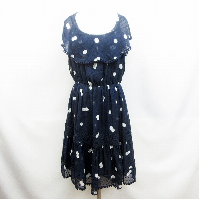 未使用品 ケイトスペード Kate Spade ワンピース ノースリーブ ドット シルク 2 Mサイズ相当 紺 ネイビー 白 ホワイト Njmu50 レディース 064 ベクトルパーク