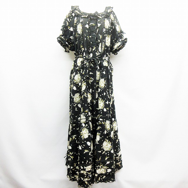 ピンクハウス Pink House 花柄 半袖 ワンピース 黒 ブラック系 白 ホワイト系 茶 ブラウン系 レディース 064 ベクトルパーク