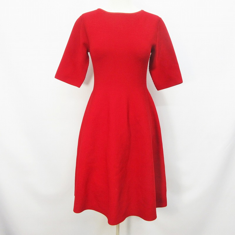 スナイデル Snidel ホールガーメント ニット ワンピース 膝丈 半袖 無地 F M相当 赤 レッド系 レディース 064 ベクトルパーク