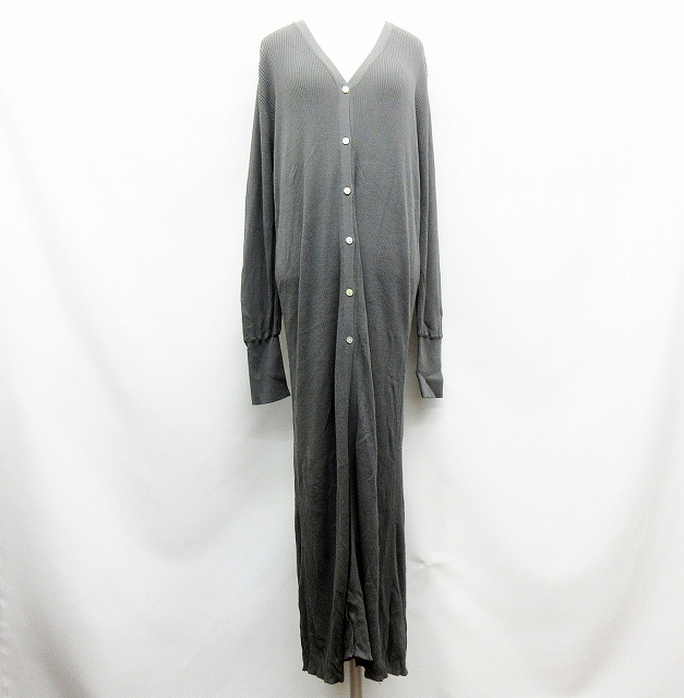 未使用品 アングリッド Ungrid リブニット カーディガン ワンピース フリーサイズ 灰色 グレー系 41 レディース 064 ベクトルパーク