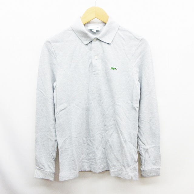 【新品】LACOSTE 長袖ポロシャツ グレー スリムフィット 新品】LACOSTE 長袖ポロシャツ グレー スリムフィット