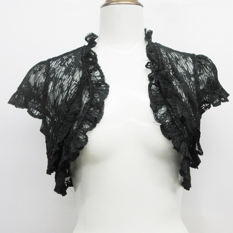 プチプードル Petit Poudre 総レース ボレロ カーディガン 半袖 前開き ショート丈 シースルー 9 M相当 黒 ブラック系 レディース 064 ベクトルパーク