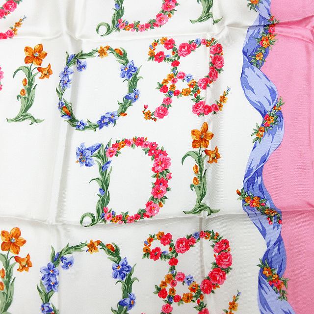 未使用品 クリスチャンディオール 大判 スカーフ 108×108 絹 鐘紡 中古