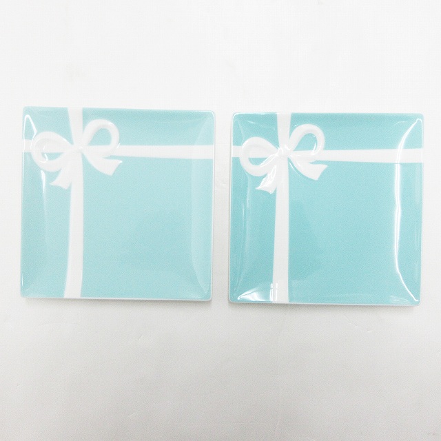 未使用品 ティファニー TIFFANY & CO. ブルー ボウ デザート プレート 