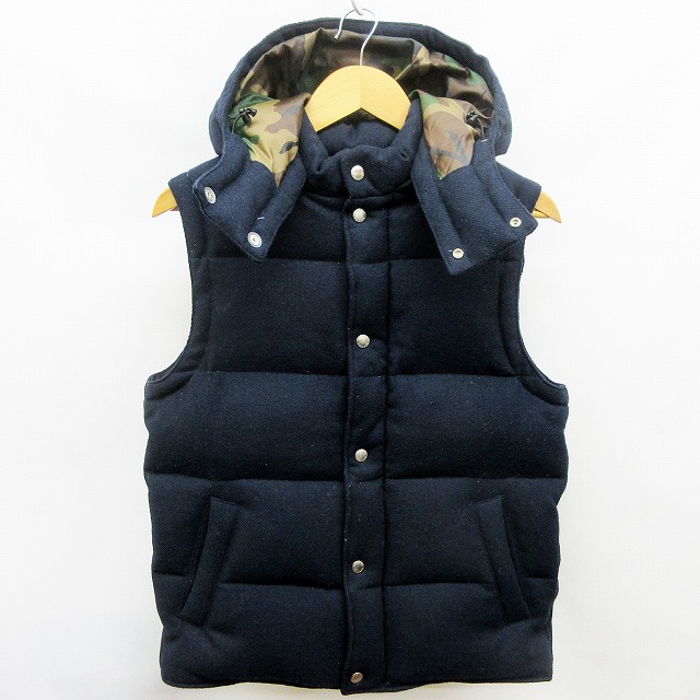 ソフネット SOPHNET. WOOL MELANGE DOWN VEST ウール ダウンベスト S 