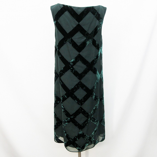 未使用品 シビラ Sybilla ベロア ライン ノースリーブ ワンピース M 緑 グリーン系 日本製 レディース 064 ベクトルパーク