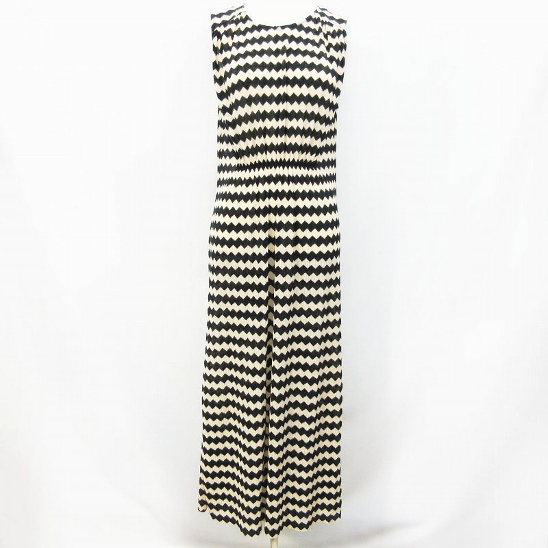 ザラ Zara ワンピース ノースリーブ ロング丈 プリーツ 総柄 S 黒 ブラック系 ベージュ系 レディース 064 ベクトルパーク