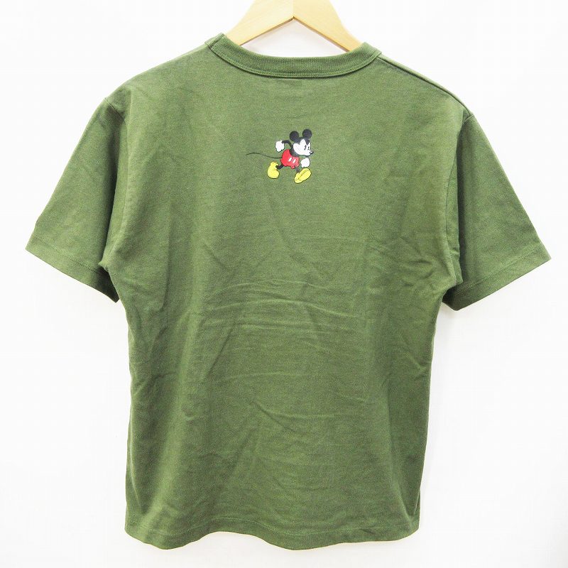 チャンピオン Champion ビームスボーイ Beams Boy ディズニー Disney Tシャツ カットソー 半袖 丸首 クルーネック ミッキーマウス プリント 綿 コットン 100 S オリーブグリーン レディース 064 ベクトルパーク