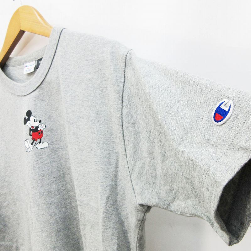 チャンピオン Champion ビームスボーイ Beams Boy ディズニー Disney Tシャツ カットソー 半袖 丸首 クルーネック ミッキーマウス プリント 綿 コットン 100 S 灰色 グレー系 レディース 064 ベクトルパーク