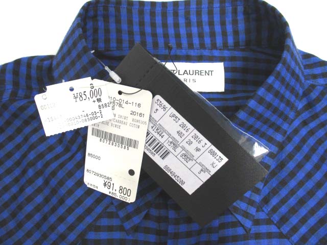 16SS 極美品 サンローラン パリ SAINT LAURENT PARIS ギンガムチェック 