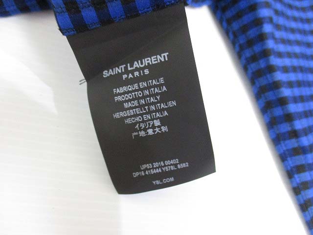 16SS 極美品 サンローラン パリ SAINT LAURENT PARIS ギンガムチェック 