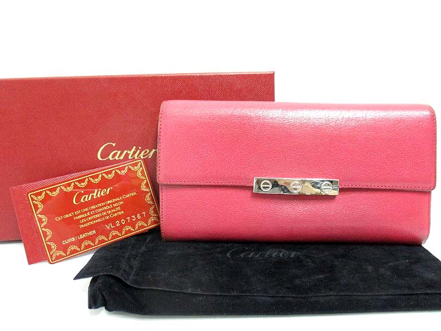 カルティエ Cartier 長財布 ラブシリーズ フューシャピンク LOVE 二 