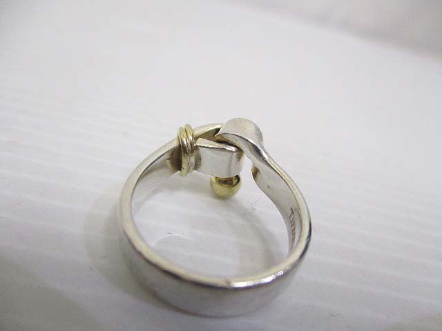 ティファニー フック&アイ リング シルバー925 ゴールド750 12号