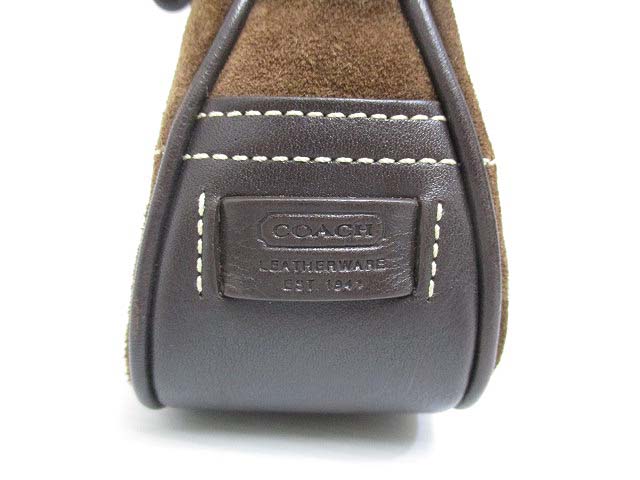 美品 コーチ COACH 7558 バックルデミポーチ ハンド バッグ スエード