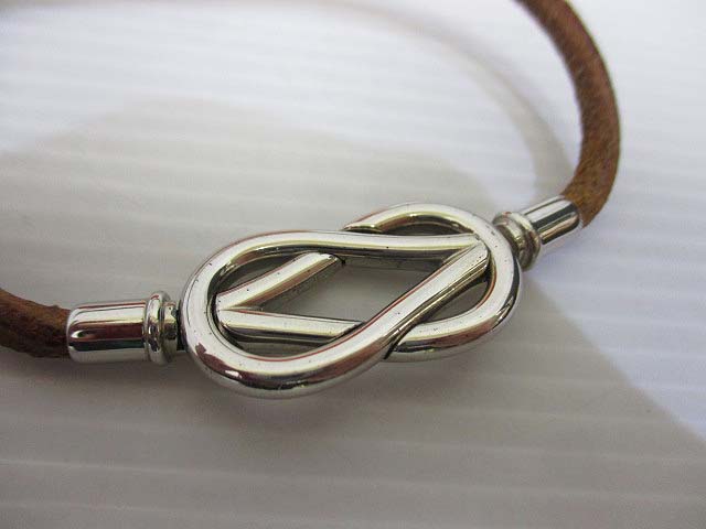 エルメス HERMES アタメ レザー チョ－カー 2連ブレスレット 茶