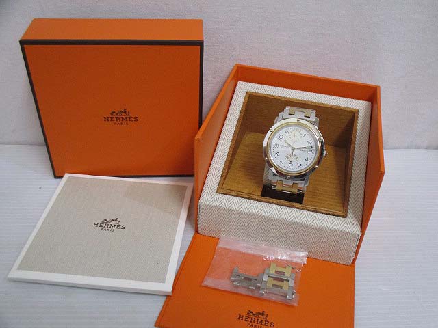 エルメス HERMES クリッパー パワーリザーブ CL5.720 腕時計 白 自動  