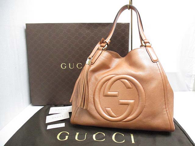美品 グッチ GUCCI 282309 SOHO ソーホー トート バッグ コッパー 